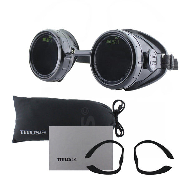 TITUS Cup Type C Frame Industrial Quality Welding Goggles UV IR Green 5,7,8,9,10,11,12,13,or 14 Filter With Pouch & Pads