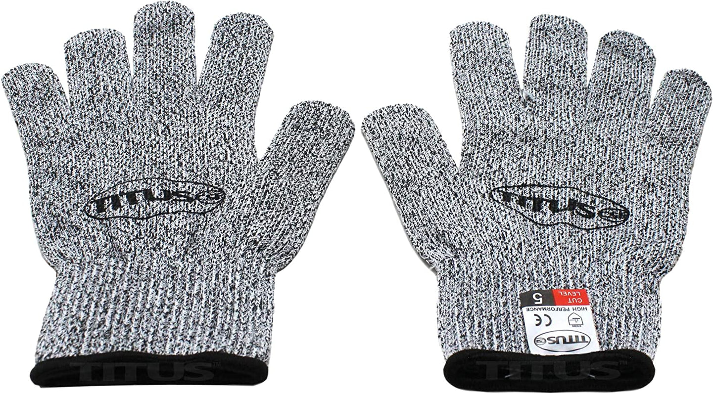 TITUS 2 PAIRS Cut Resistant Gloves Level 5 Protection EN388 Certified, Food Safety Kitchen Cuts